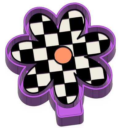 Checkered Daisy - Silicone Freshie Mold