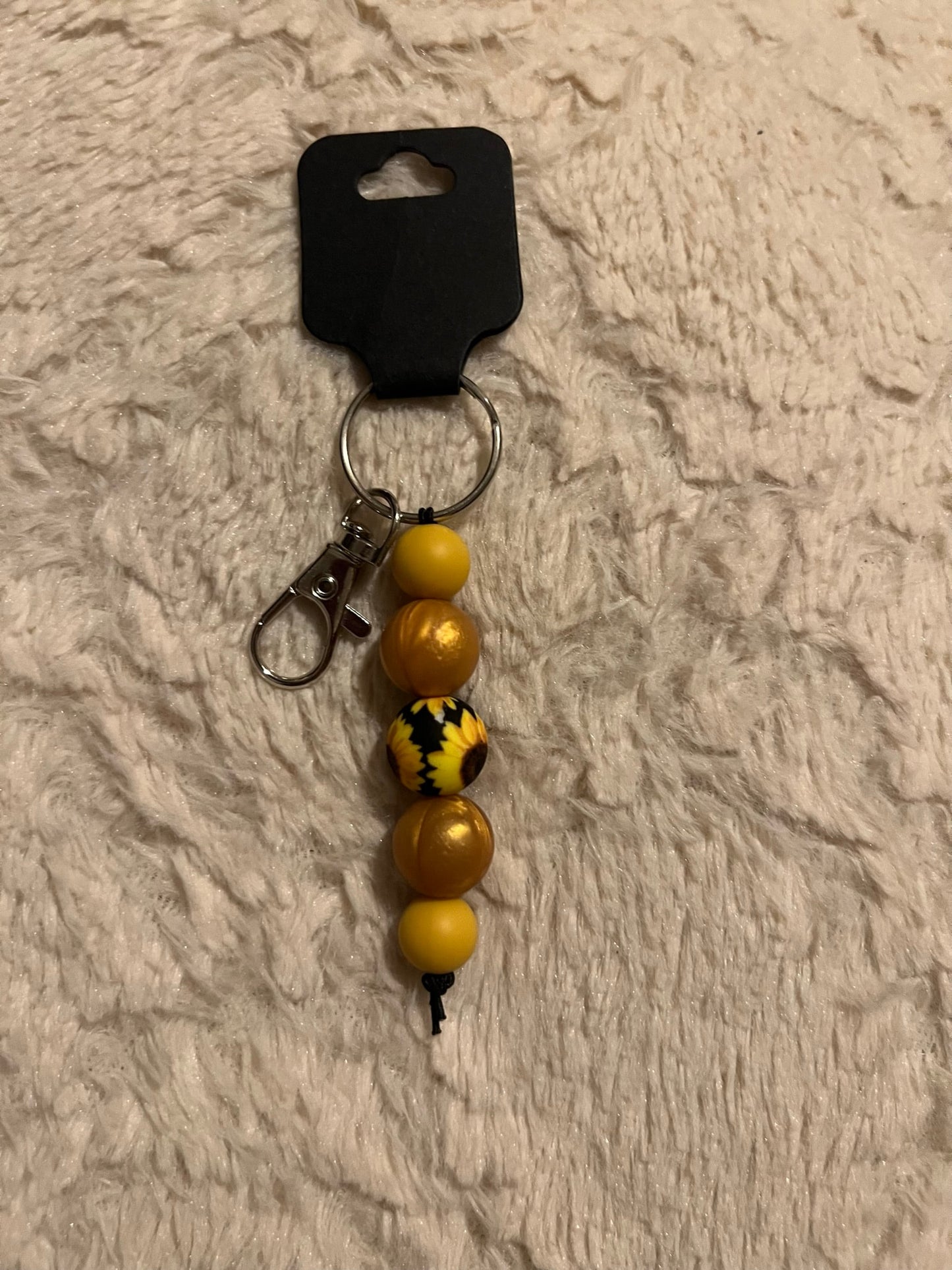 Yellow Sunflower - Silicone Bead Keychain