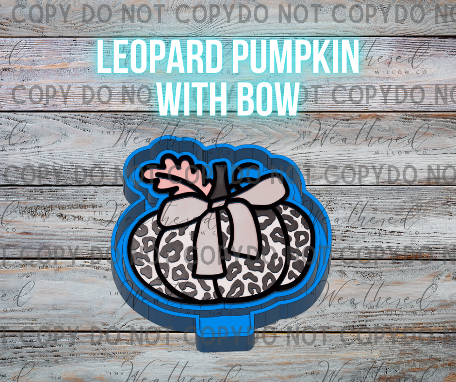 Leopard Pumpkin with Bow - Silicone Freshie Mold