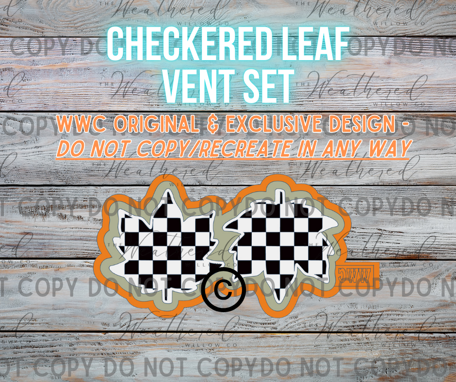 VENT SET; Checkered Leaf; WWC EXCLUSIVE MOLD - Silicone Freshie Mold