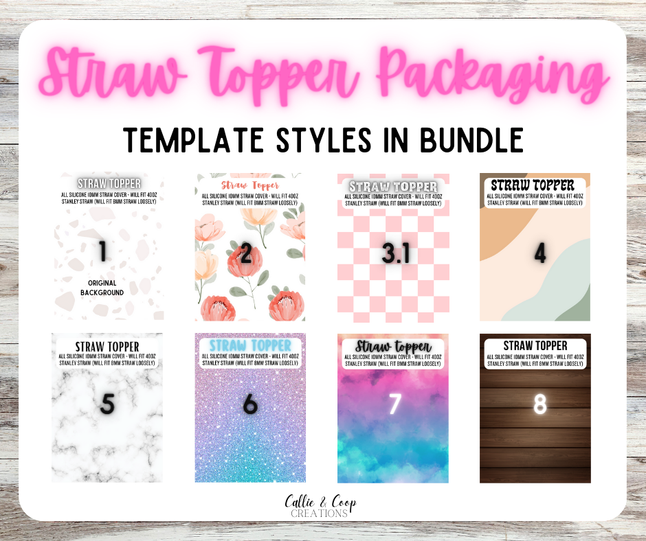 Straw Topper Package Insert - Editable Canva Template Bundle - DIGITAL ITEM ONLY