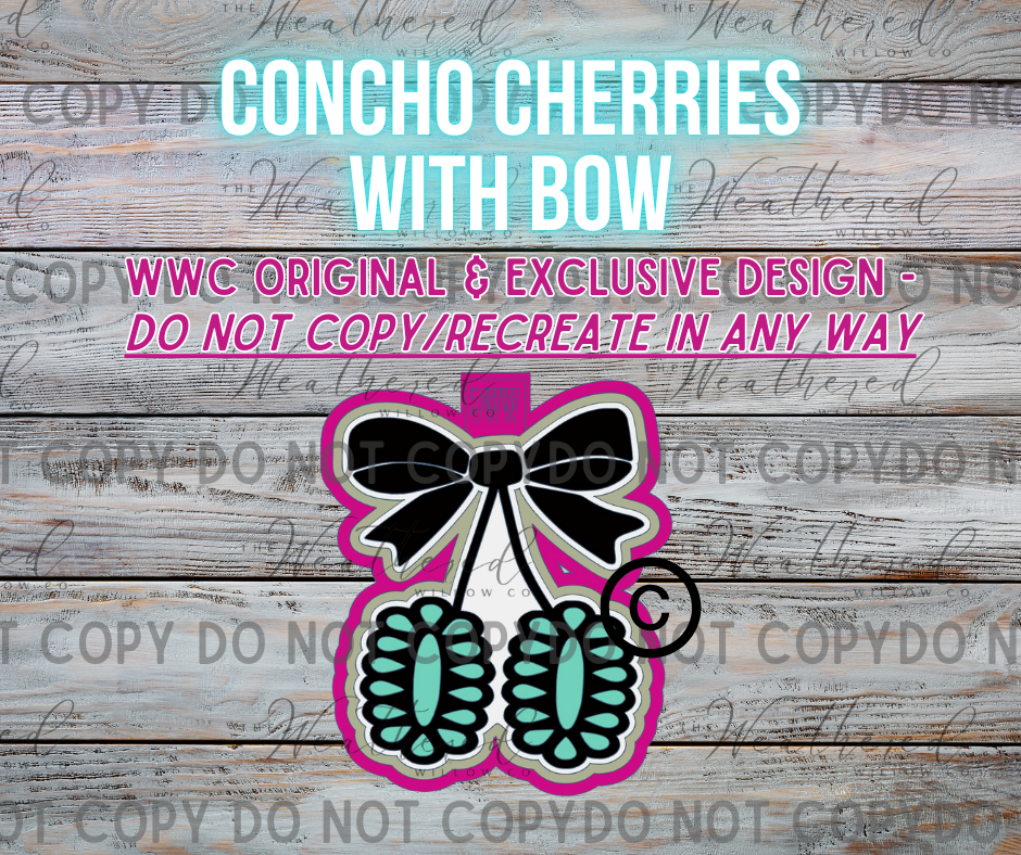 Concho Cherries with Bow; WWC EXCLUSIVE MOLD - Silicone Freshie Mold