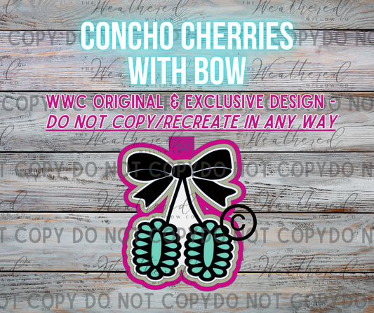 Concho Cherries with Bow; WWC EXCLUSIVE MOLD - Silicone Freshie Mold