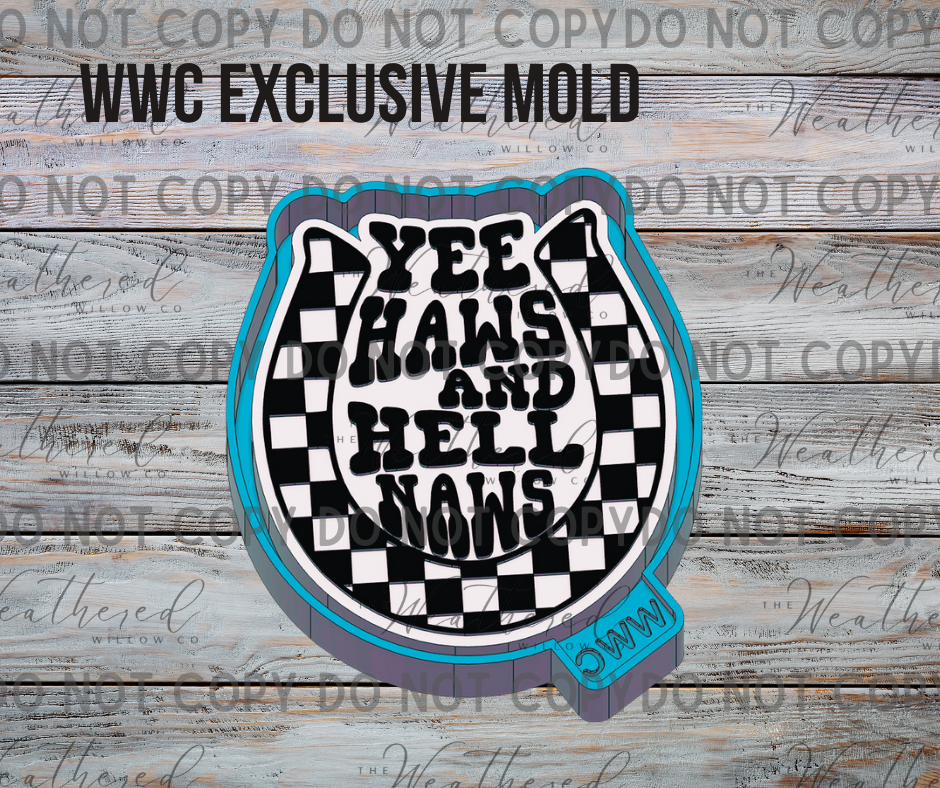 Yeehaws and hellnaws checkered horseshoe - Silicone Freshie Mold