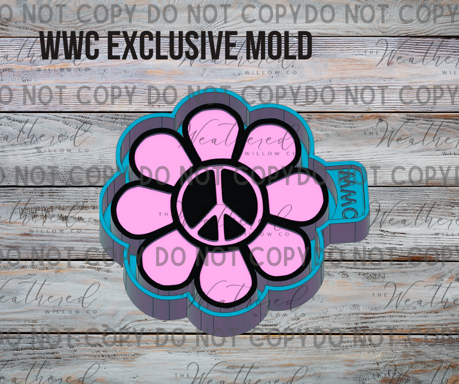 Peace Daisy; WWC EXCLUSIVE MOLD - Silicone Freshie Mold