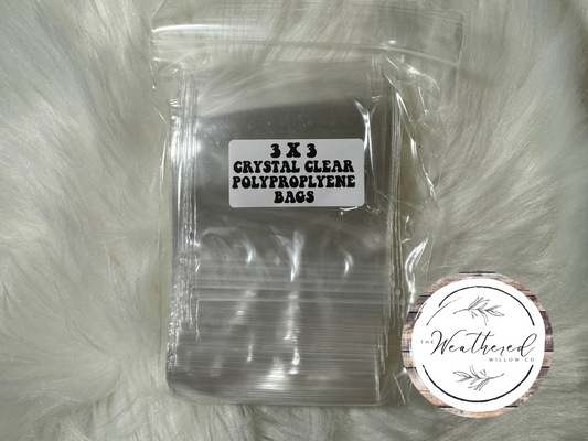 3 x 3 Crystal Clear Polypropylene Bags