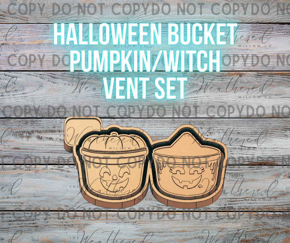 VENT SET; Halloween Buckets; Pumpkin & Witch - Silicone Freshie Mold