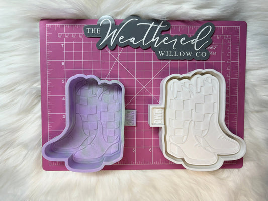 Checkered boots; WWC EXCLUSIVE MOLD - Silicone Freshie Mold