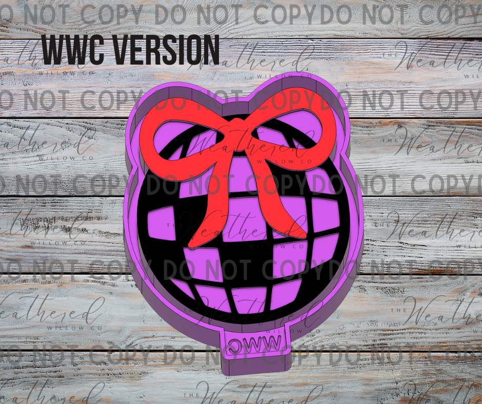 Disco ball with bow; WWC EXCLUSIVE DESIGN - Silicone Freshie Mold - copy