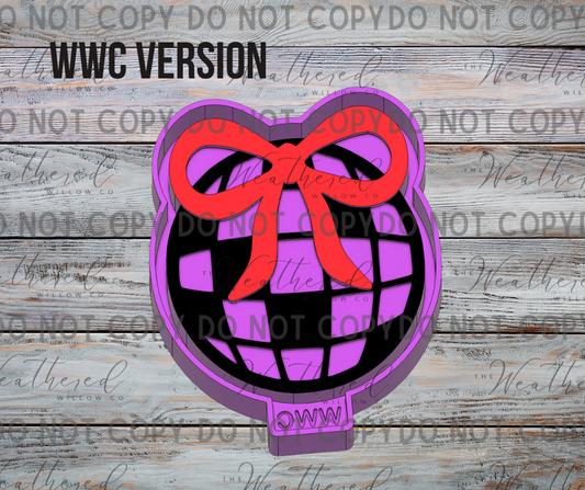 Disco ball with bow; WWC EXCLUSIVE DESIGN - Silicone Freshie Mold - copy