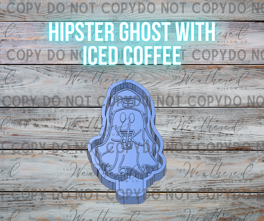 Hipster Ghost With Iced Coffee - Silicone Freshie Mold