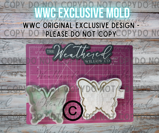 Concho Checkered Butterfly; WWC EXCLUSIVE MOLD - Silicone Freshie Mold