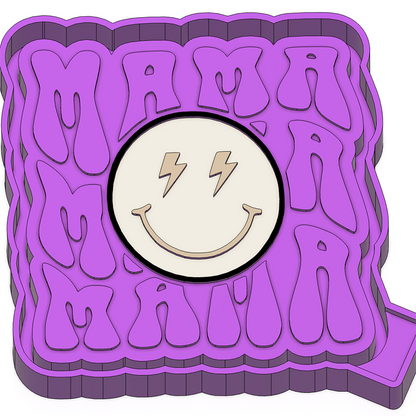 Retro Mama with lightning bolt eye smiley - Silicone Freshie Mold