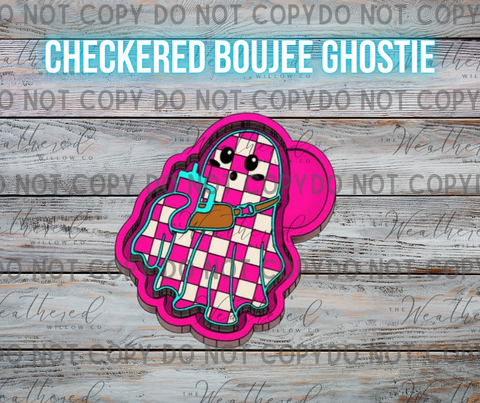 Boujee Checkered Ghostie - Silicone Freshie Mold