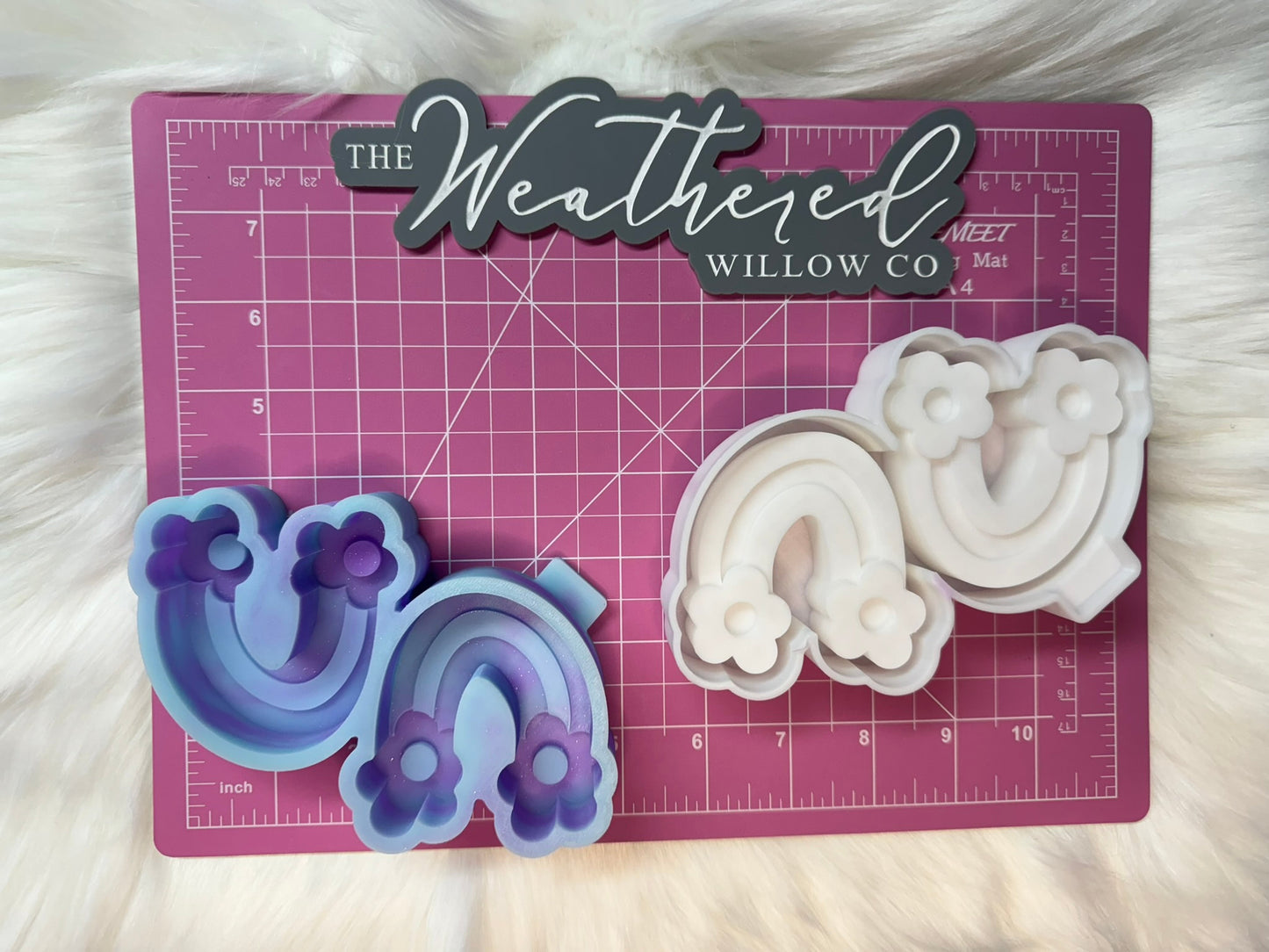 Vent Set; Rainbow with flowers - Silicone Freshie Mold