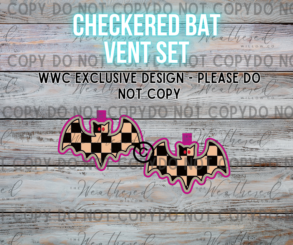 VENT SET; Checkered Bat; WWC EXCLUSIVE MOLD - Silicone Freshie Mold