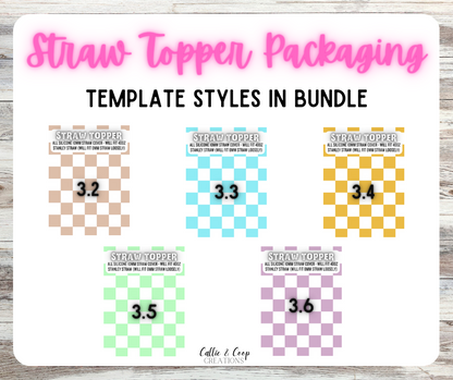 Straw Topper Package Insert - Editable Canva Template Bundle - DIGITAL ITEM ONLY