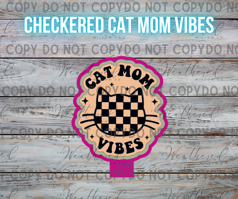 Checkered Cat Mom Vibes - Silicone Freshie Mold