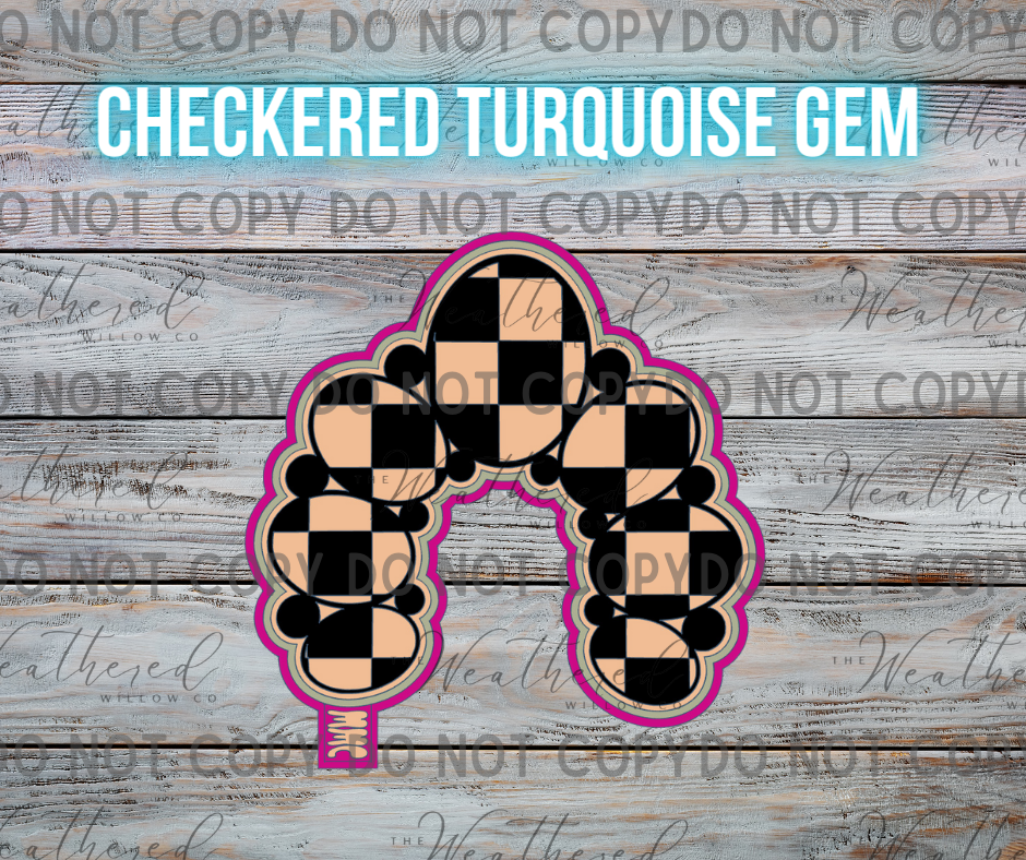 Checkered turquoise gem - Silicone Freshie Mold