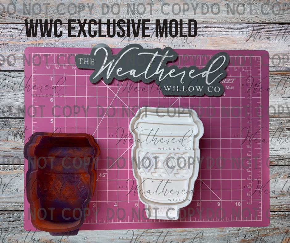 Aztec Coffee Cup; WWC EXCLUSIVE MOLD - Silicone Freshie Mold