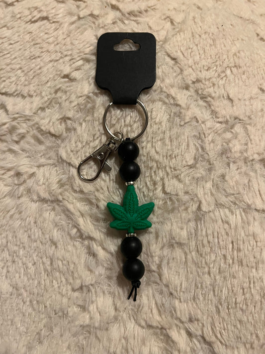 Marijuana Leaf - Silicone Bead Keychain