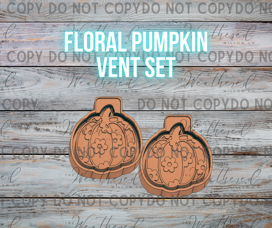 VENT SET; Floral Pumpkin - Silicone Freshie Mold