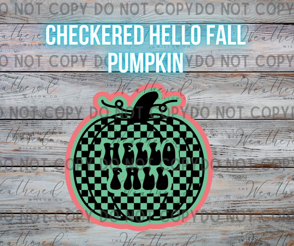 Checkered Hello Fall pumpkin - Silicone Freshie Mold