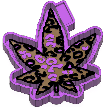 Leopard Marijuana Leaf - Silicone Freshie Mold