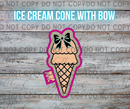 Ice cream cone with bow - Silicone Freshie Mold